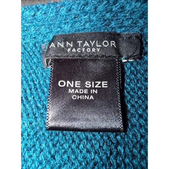 Ann Taylor Teal Knit Poncho Top Tassel Sleeves One Size - Picture 4 of 5